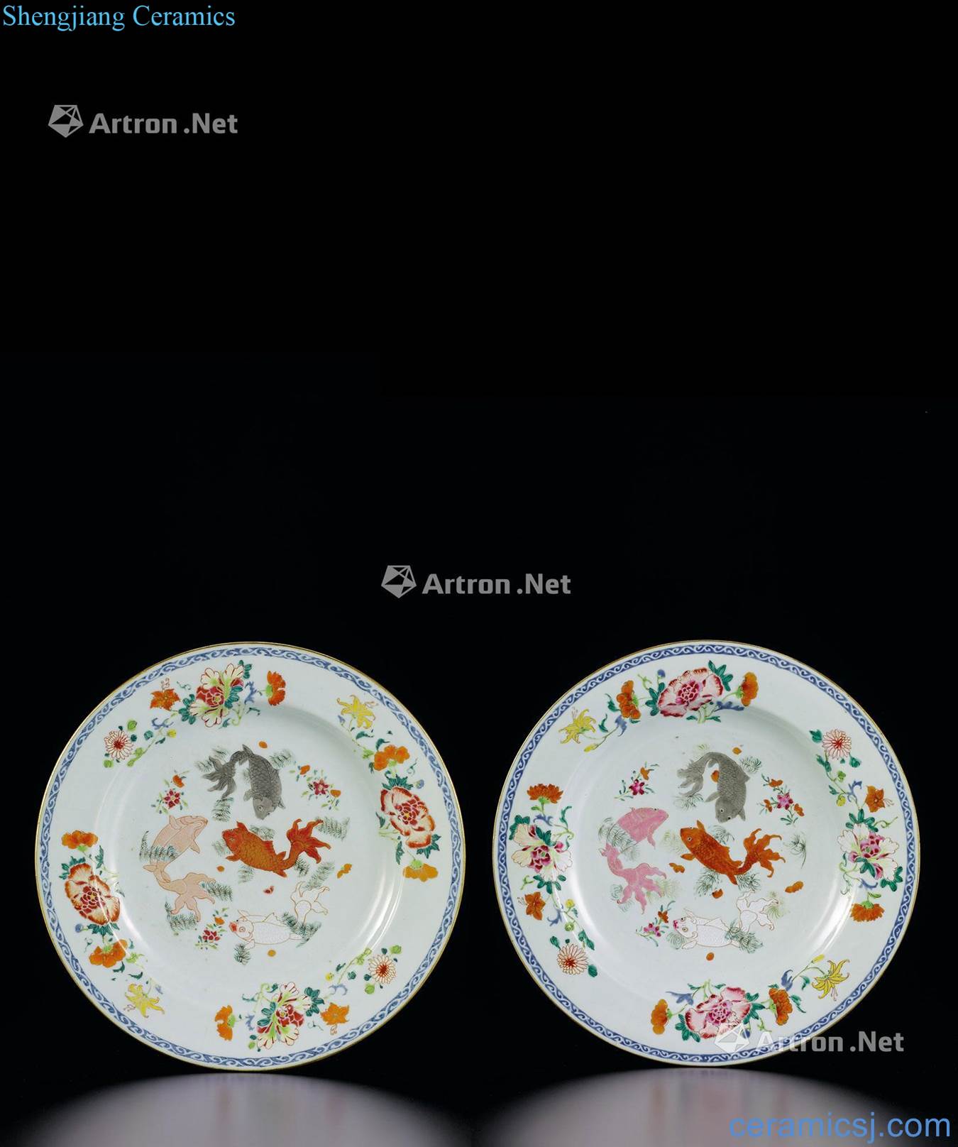 In the eighteenth century Pastel flowers fish algae tray A pair of
