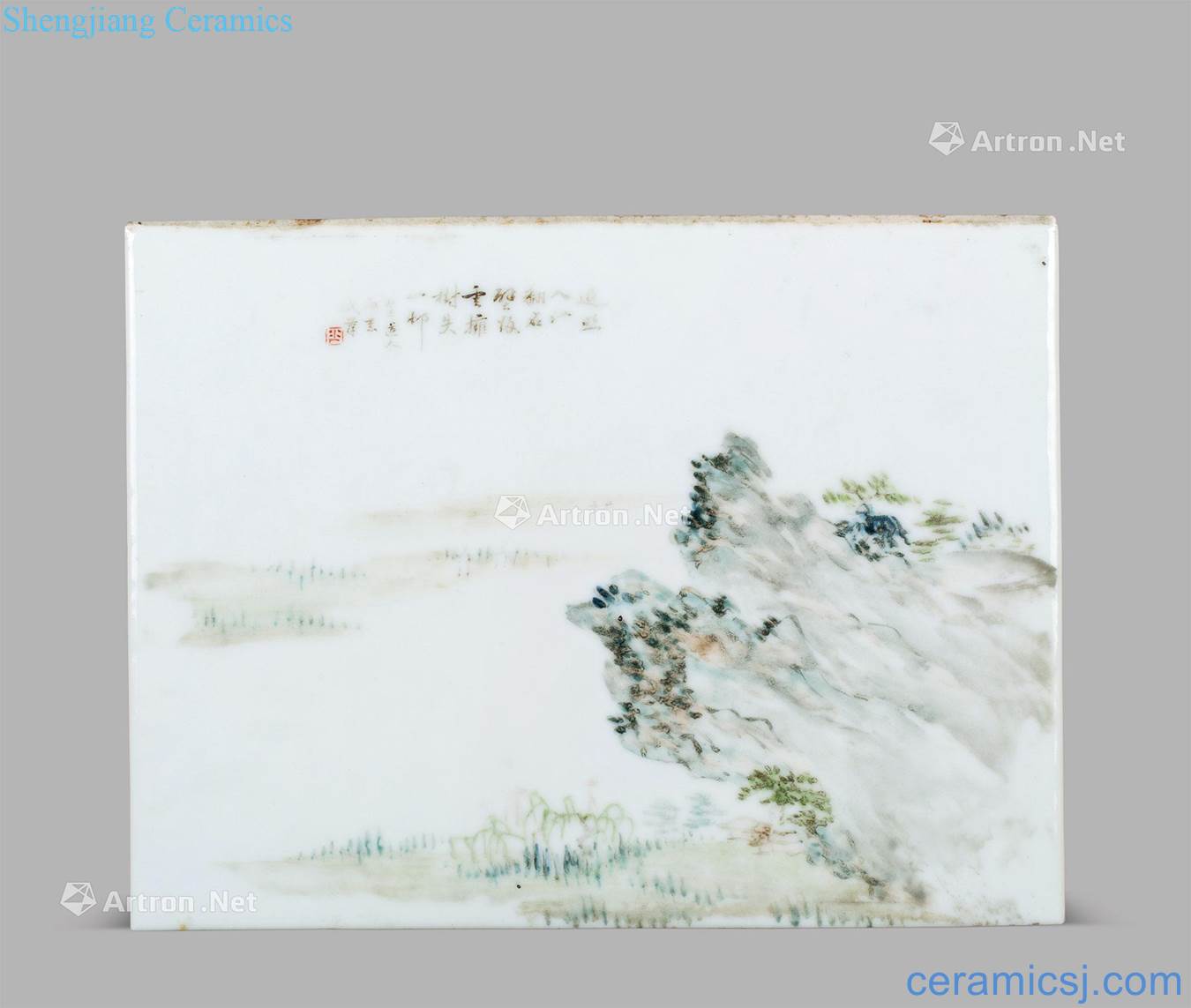 Dai li road flyover In the qing dynasty (1644-1911), pastel landscape pattern porcelain plate