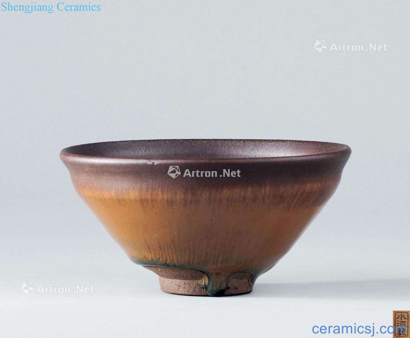 The song dynasty (960-1279), persimmon temmoku glaze teacup