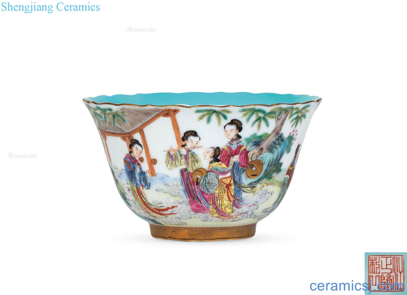 Qing jiaqing enamel paint ladies cup