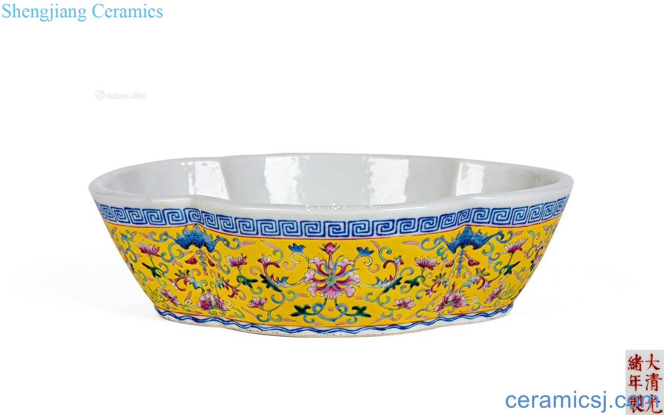 Qing guangxu To pastel yellow tie up branch treasure flower narcissus basin