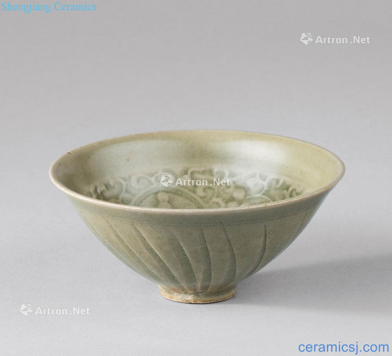 The song dynasty (960-1279), yao state kiln flowers green-splashed bowls