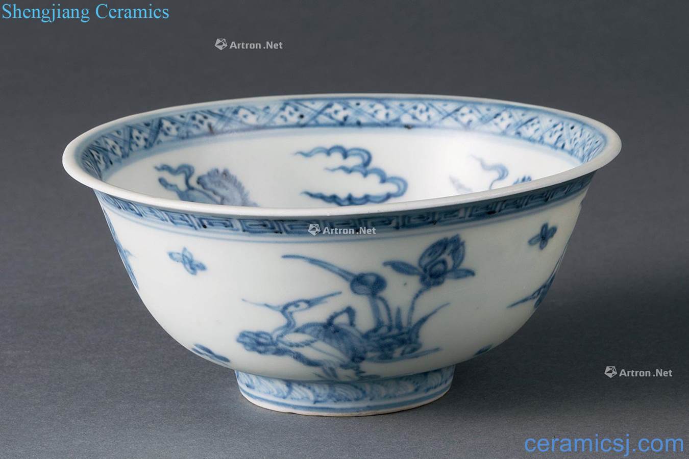 Ming zhengde blue seahorse waterfowl green-splashed bowls