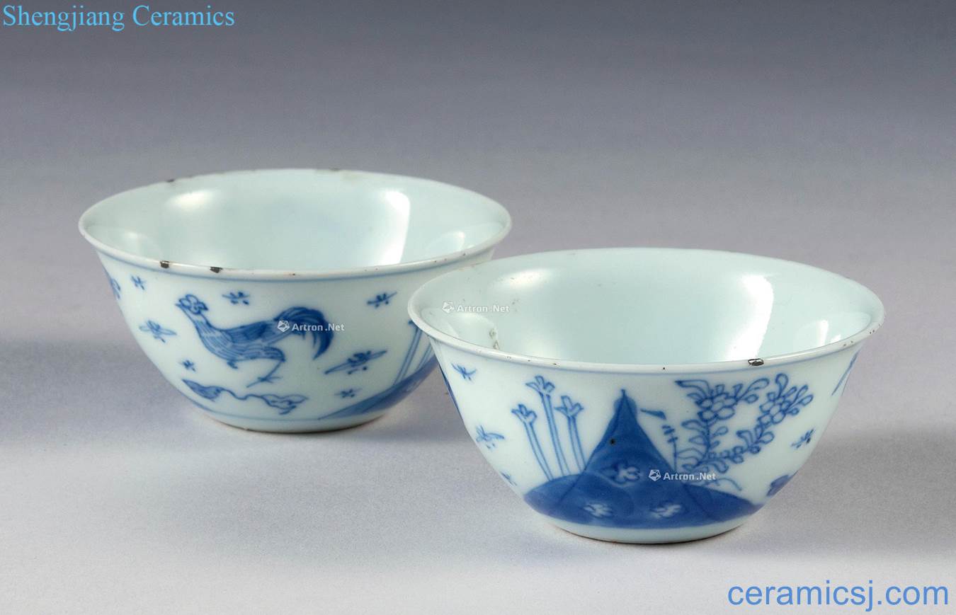 Blue and white chicken qing yongzheng cylinder cup (a)