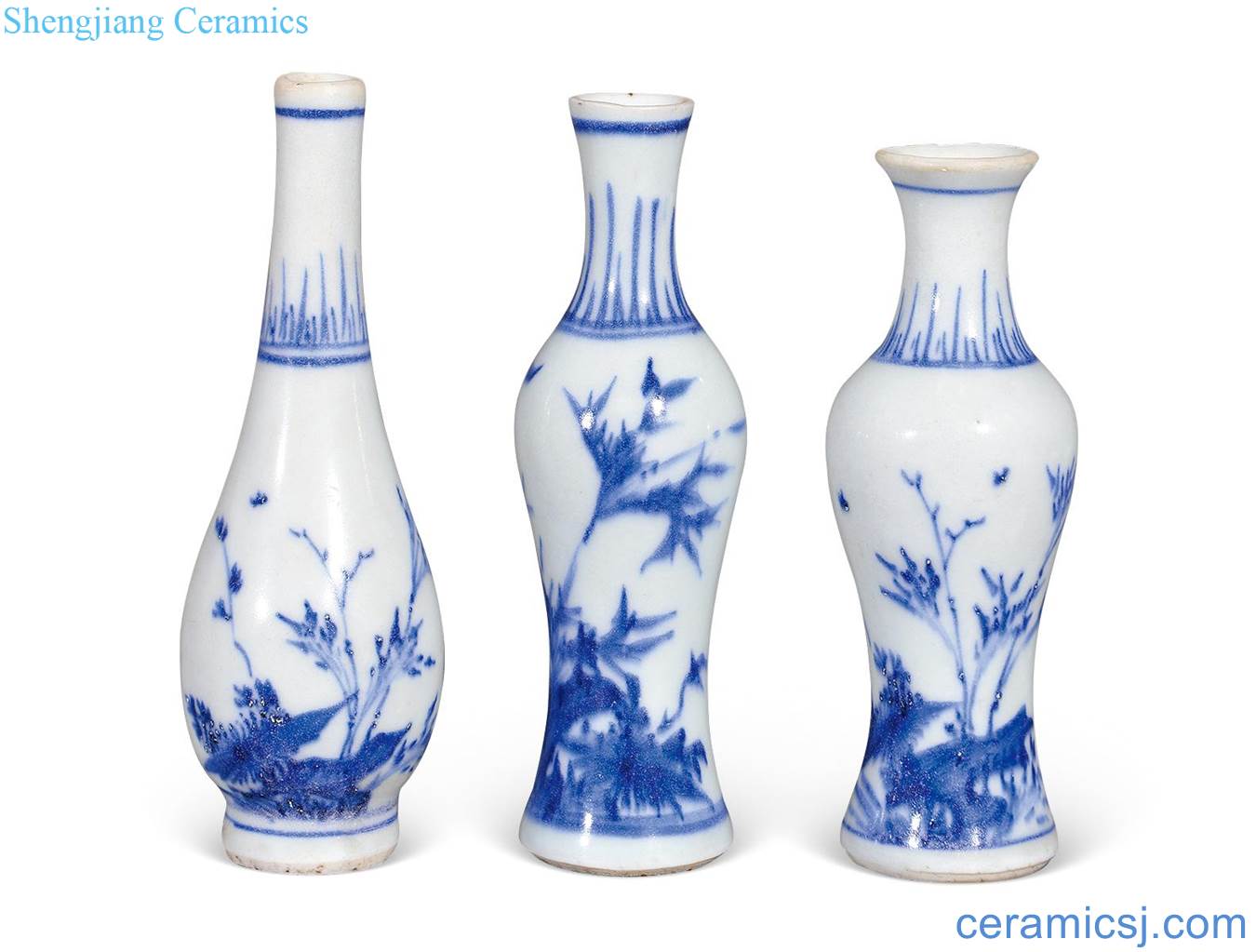 In the early qing Blue and white flower butterfly tattoo bottle (three)