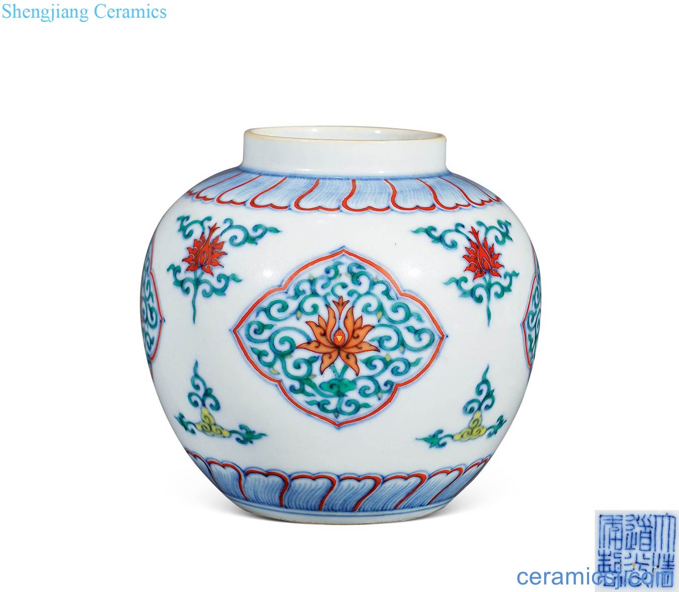 Qing daoguang Bucket color peony grain tank