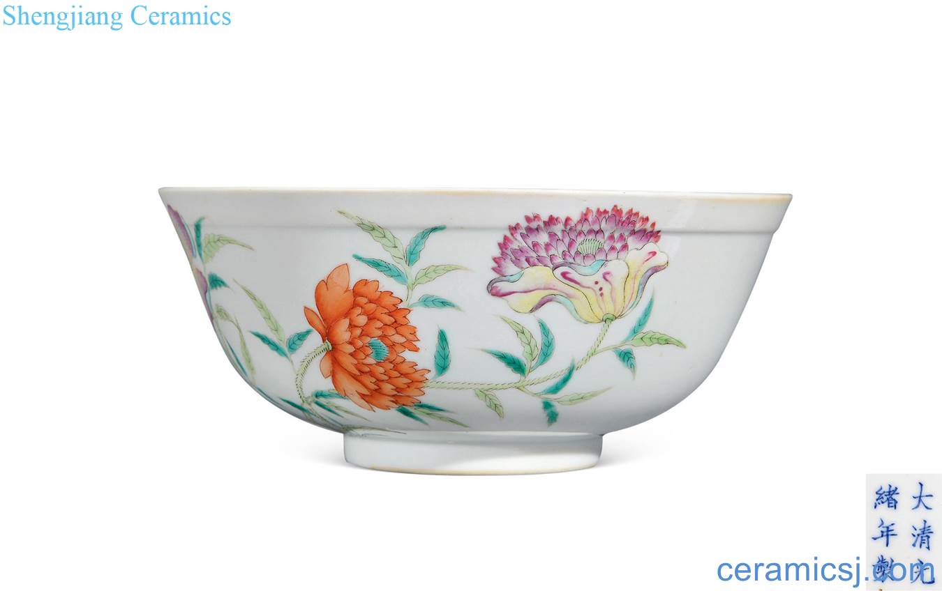 In the reign of qing emperor guangxu outside pastel blue and white flower bowls