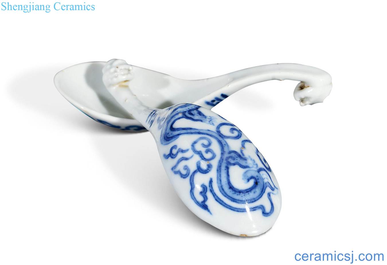 Qing guangxu Blue and white therefore dragon spoon (a)