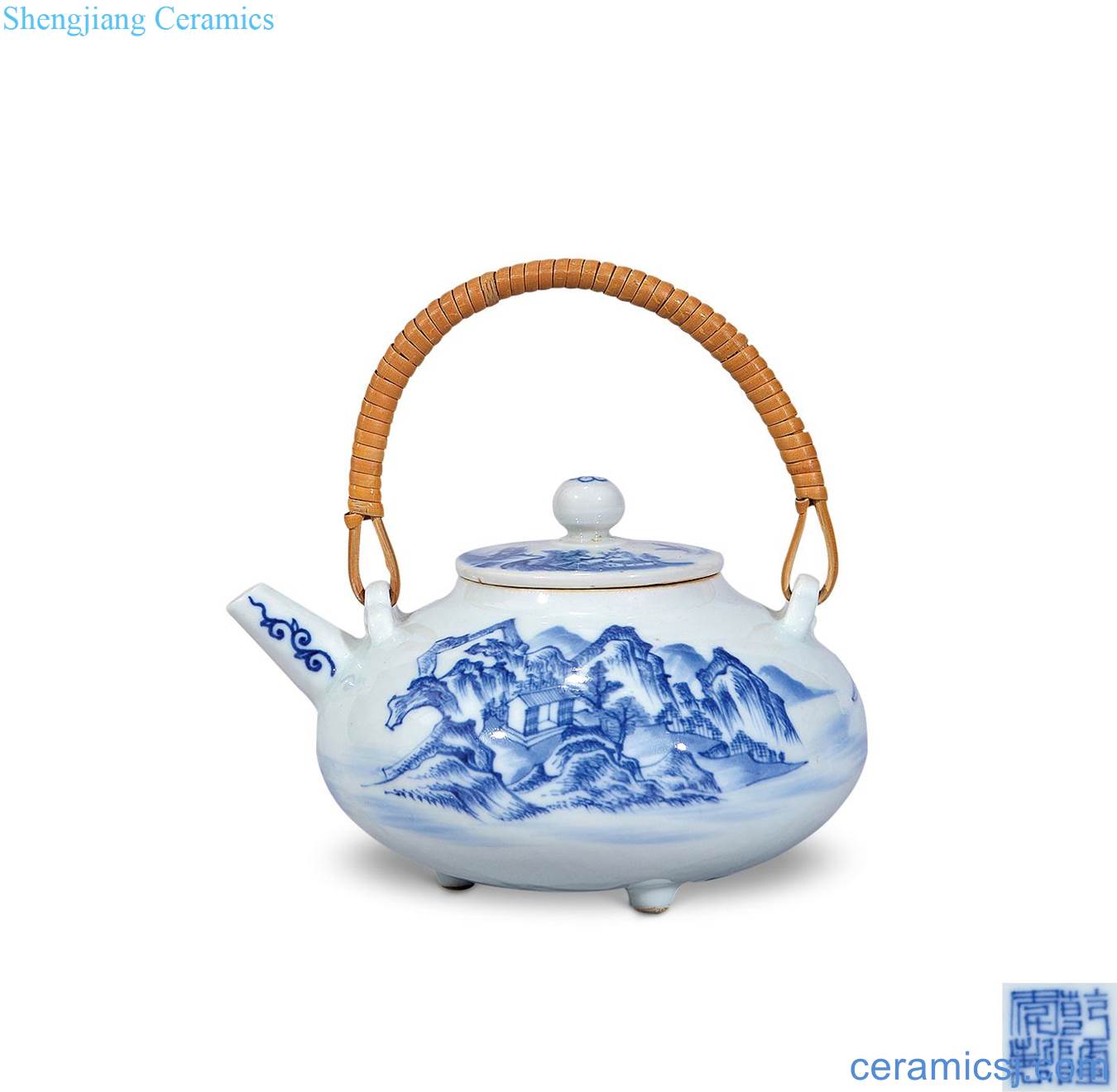 Qing qianlong Blue mountain kettle