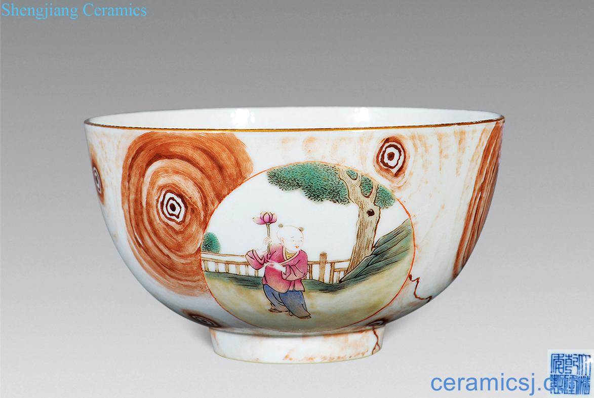 Qing qianlong pastel green-splashed bowls far western characters