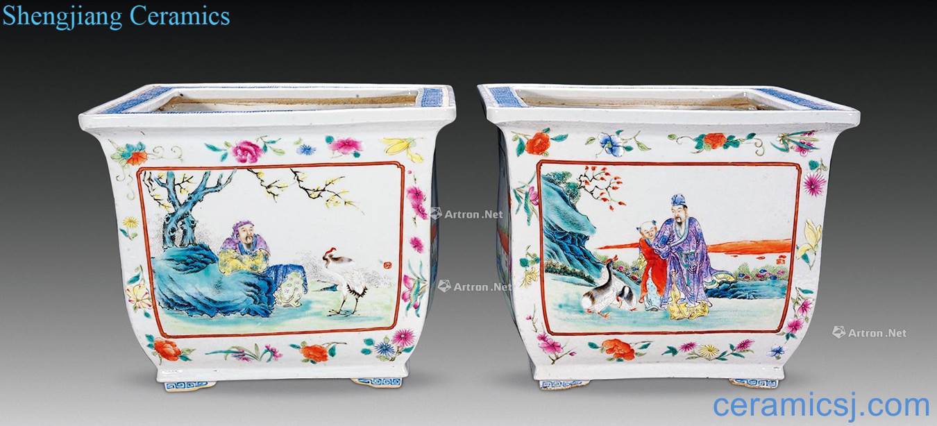 Wang Xiaotang The late qing dynasty Pastel four love figure side basin (a)