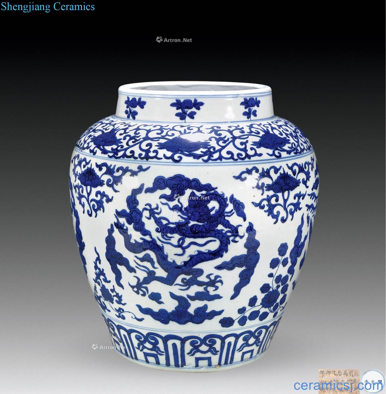 Ming wanli Blue and white longfeng jug