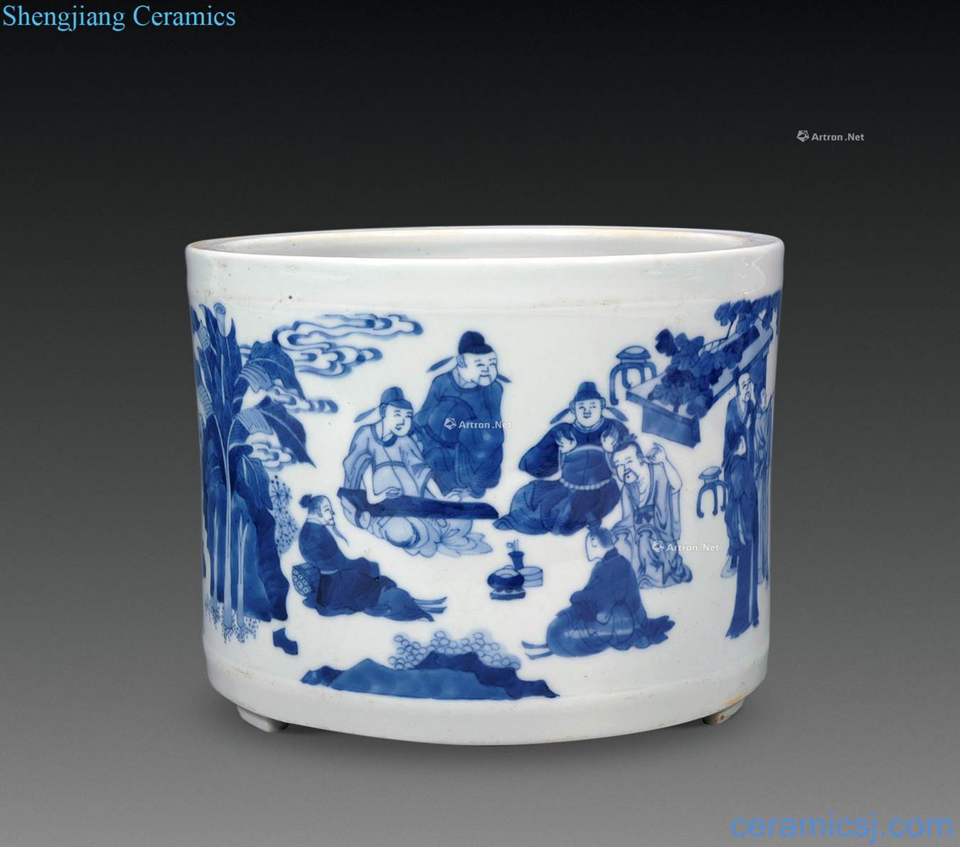 The qing emperor kangxi Blue and white 18 bachelor's pen container