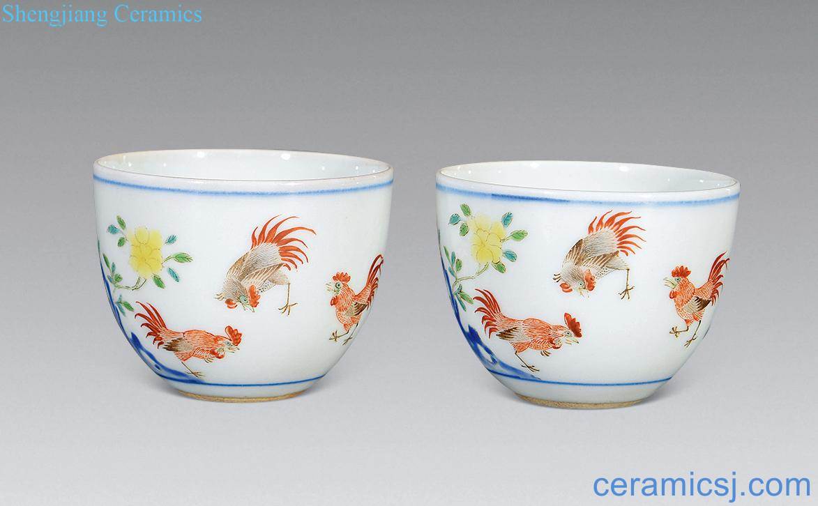 Qing qianlong pastel cylinder cup chicken (a)