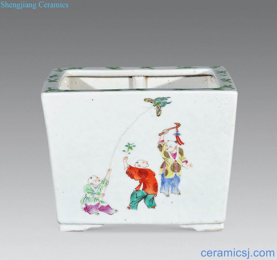 Qing qianlong pastel YingXiWen flowerpot