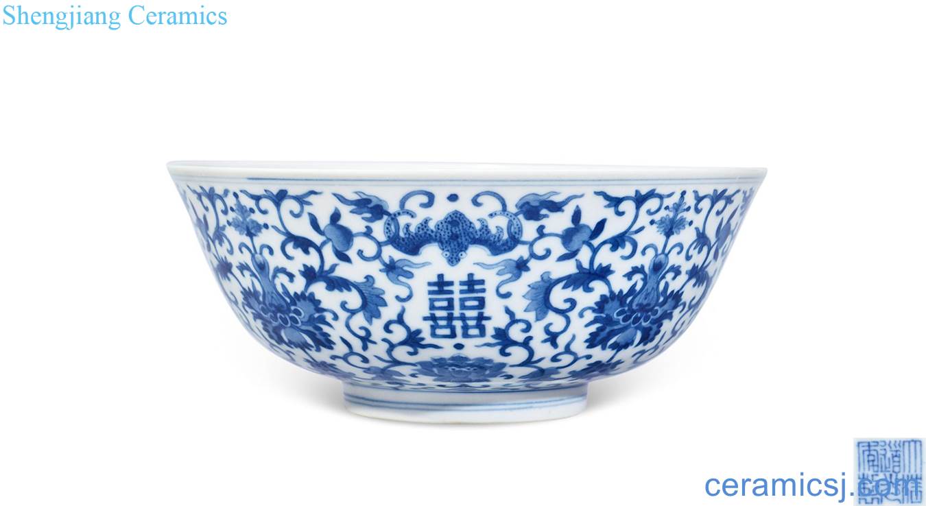 Qing daoguang Blue and white happy character bowl