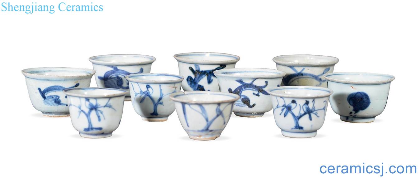 In the late Ming All kinds of blue and white small cup (10)