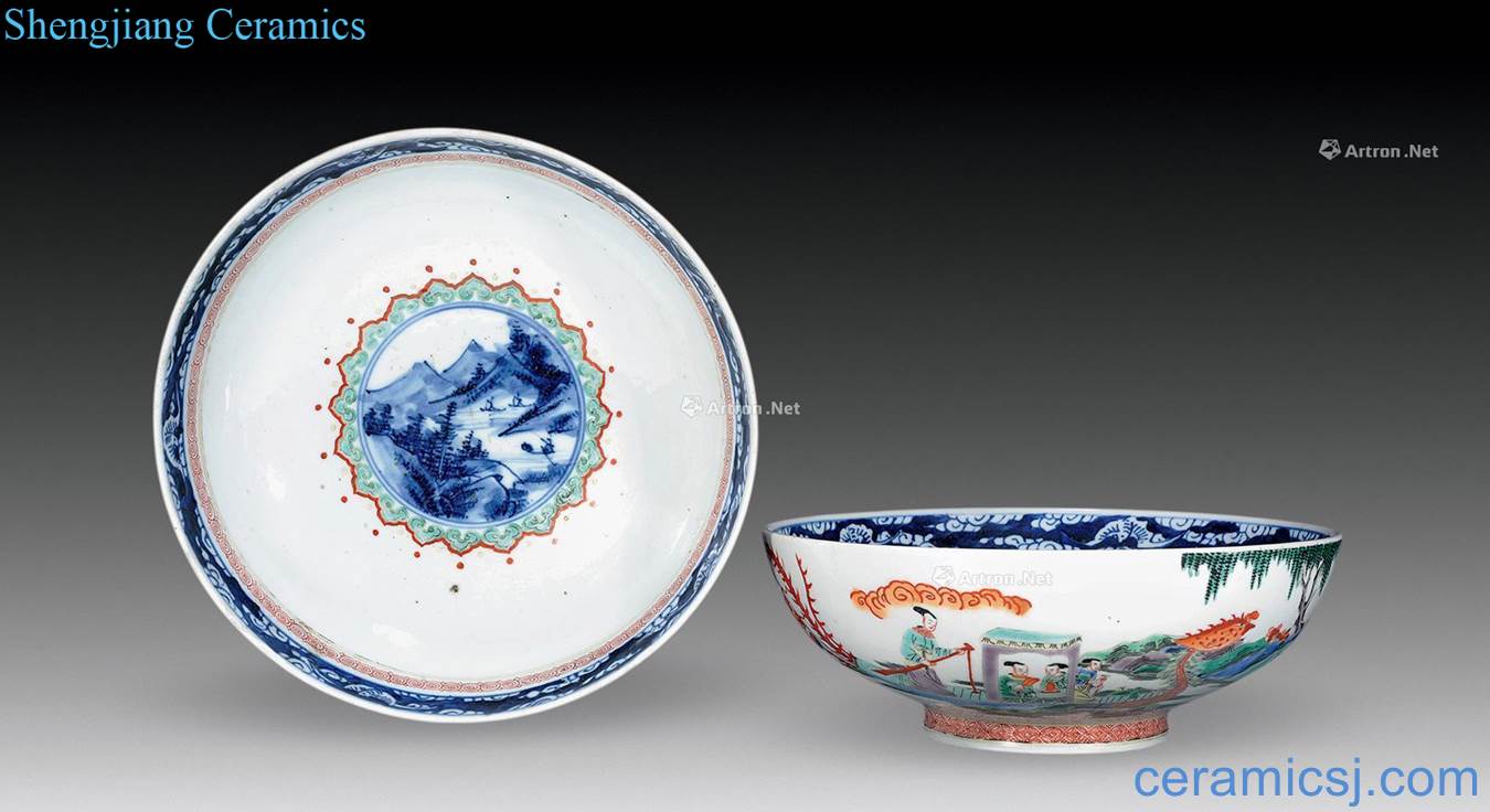 Clear blue colorful dragon boat racing bowl (a)