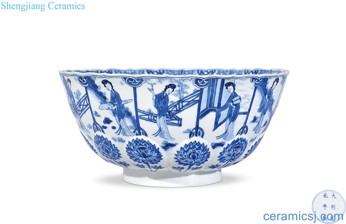 The qing emperor kangxi Blue and white lady mouth bowl