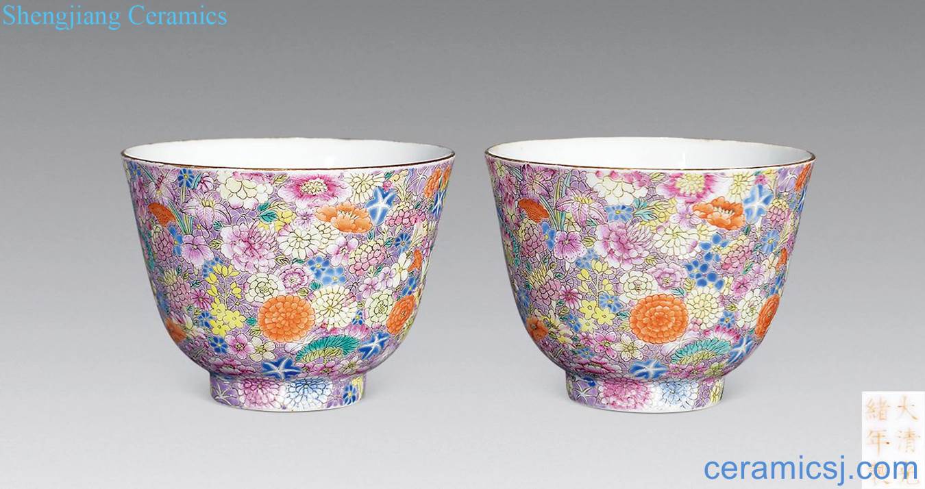 Pastel flowers don't fall to the ground grain reign of qing emperor guangxu cup (a)