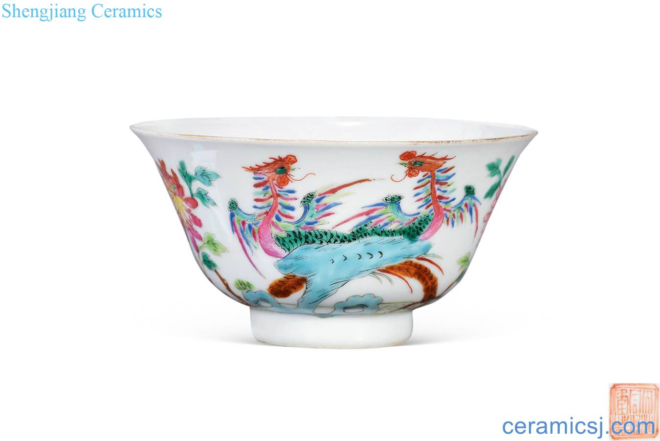 Dajing pastel peony phoenix bowl