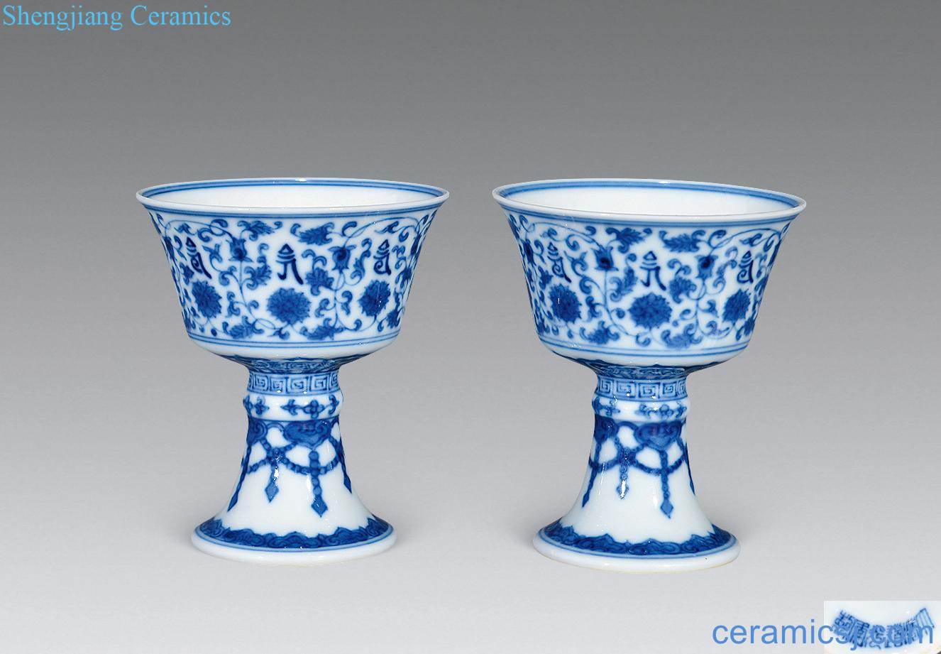 Qing daoguang Blue and white eight auspicious footed cup (a)