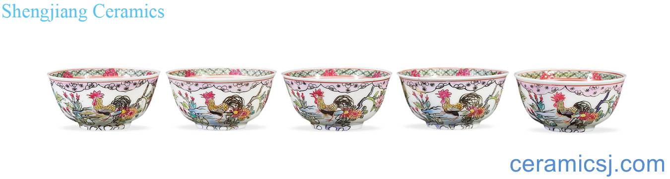 Qing yongzheng pastel flowers cup (five)