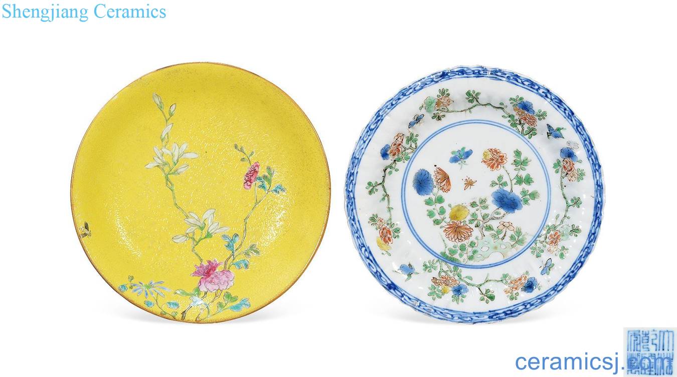 The qing emperor kangxi, qianlong colorful flower disc, rolling flower plate (or two)