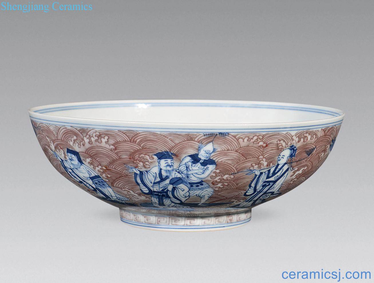 Qing dynasty blue-and-white youligong bowl of the eight immortals