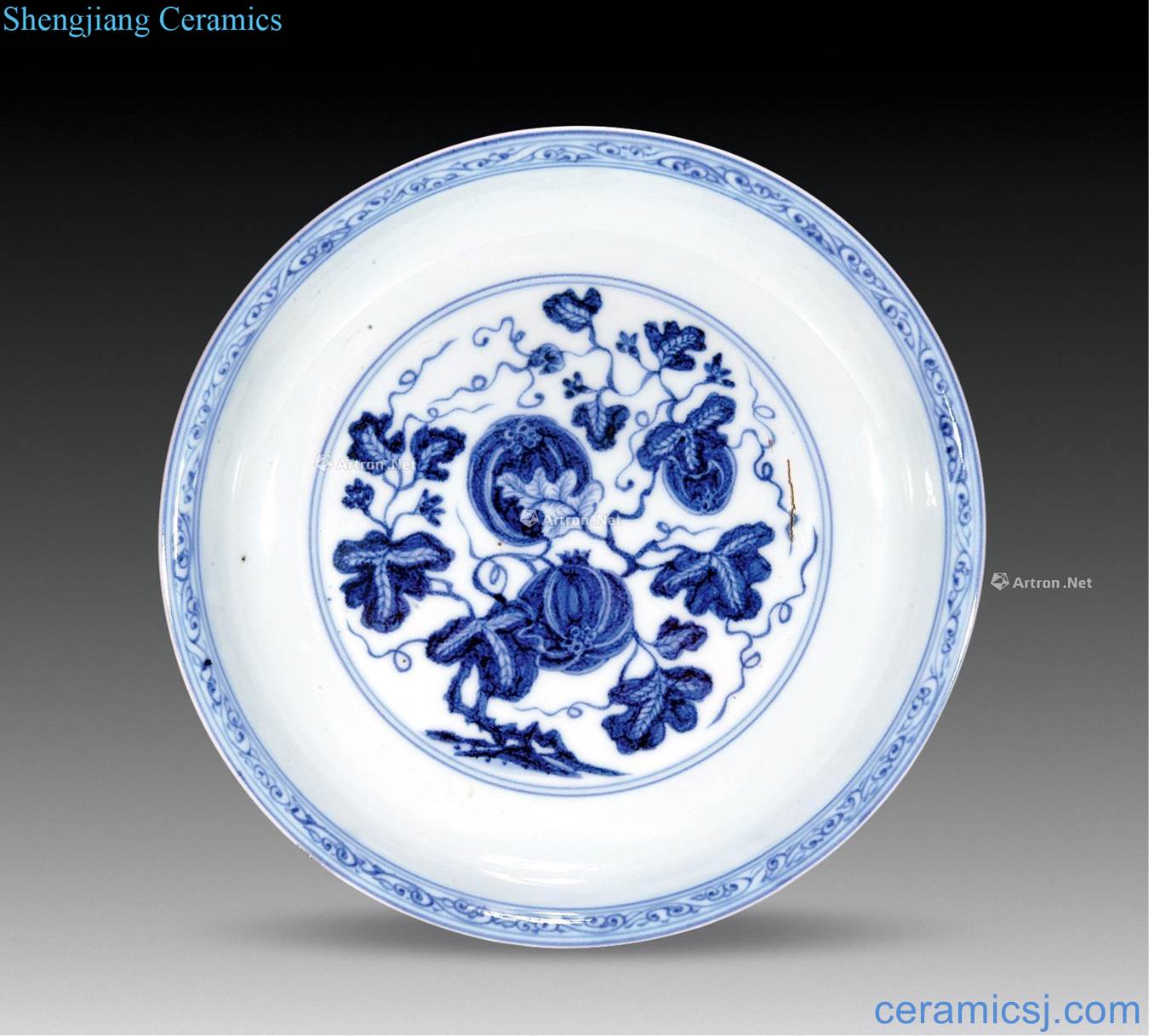 Ming blue and white in the flourishing of descendants of the gem New Year quotation