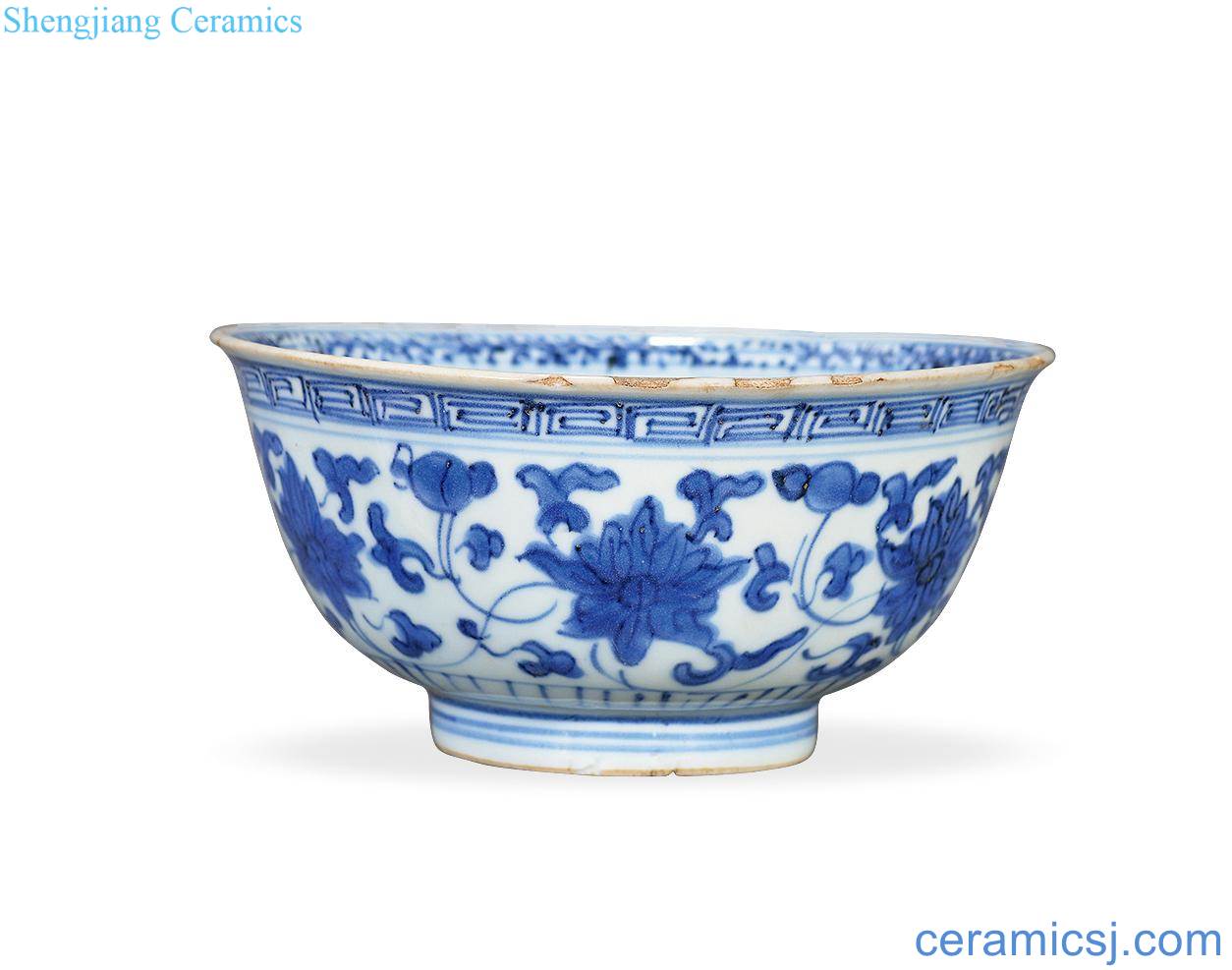 Ming wanli Blue and white flower bowls bound branches