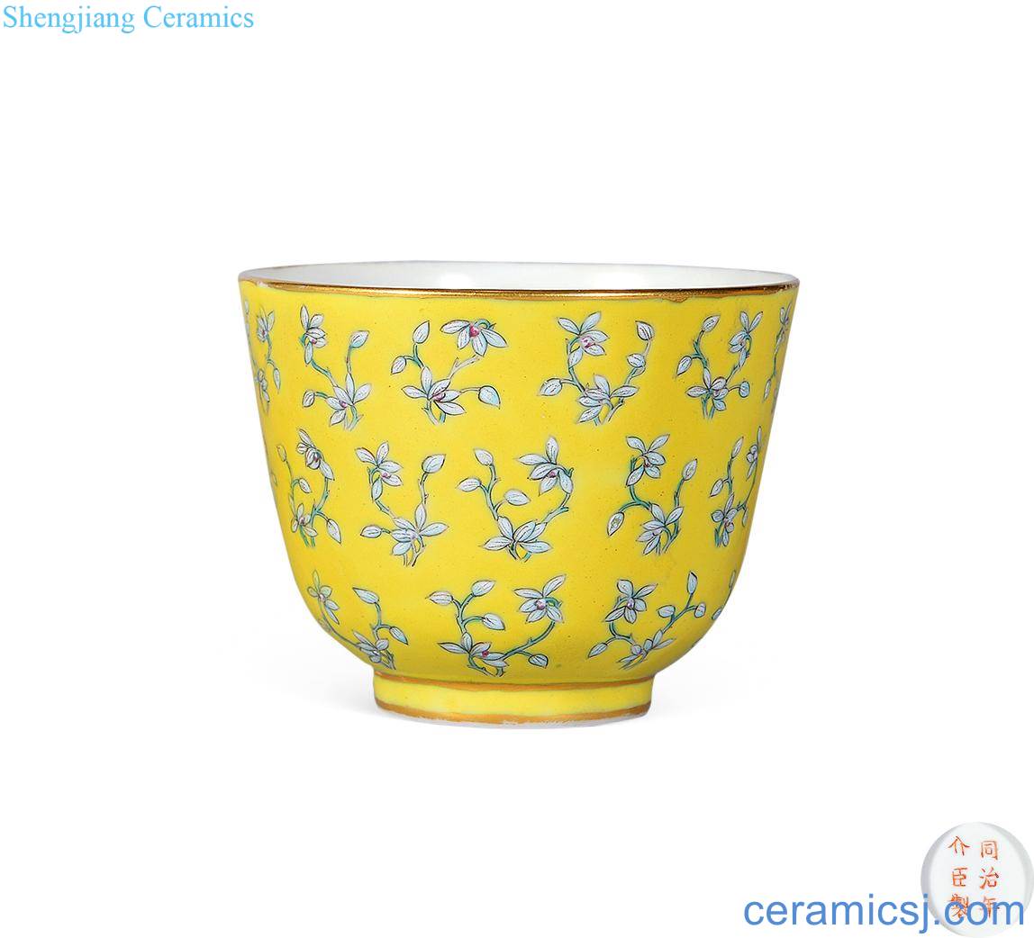 dajing Yellow powder enamel orchid cup