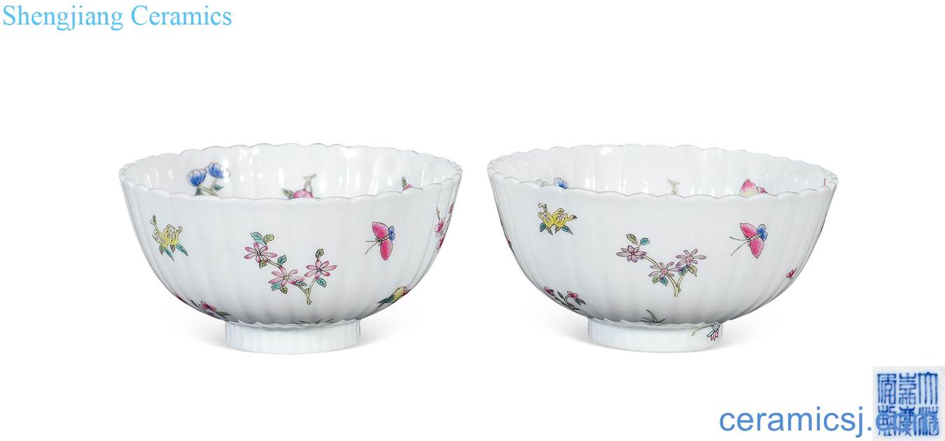 Qing jiaqing famille rose flower dish bowl (a)
