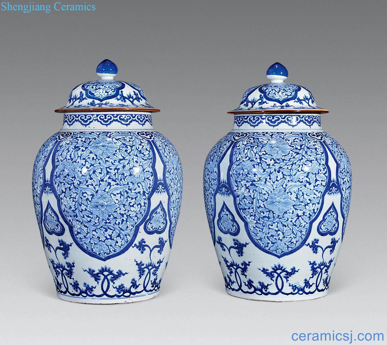 Qing jiaqing Blue and white tie up branch general flower pot (a)