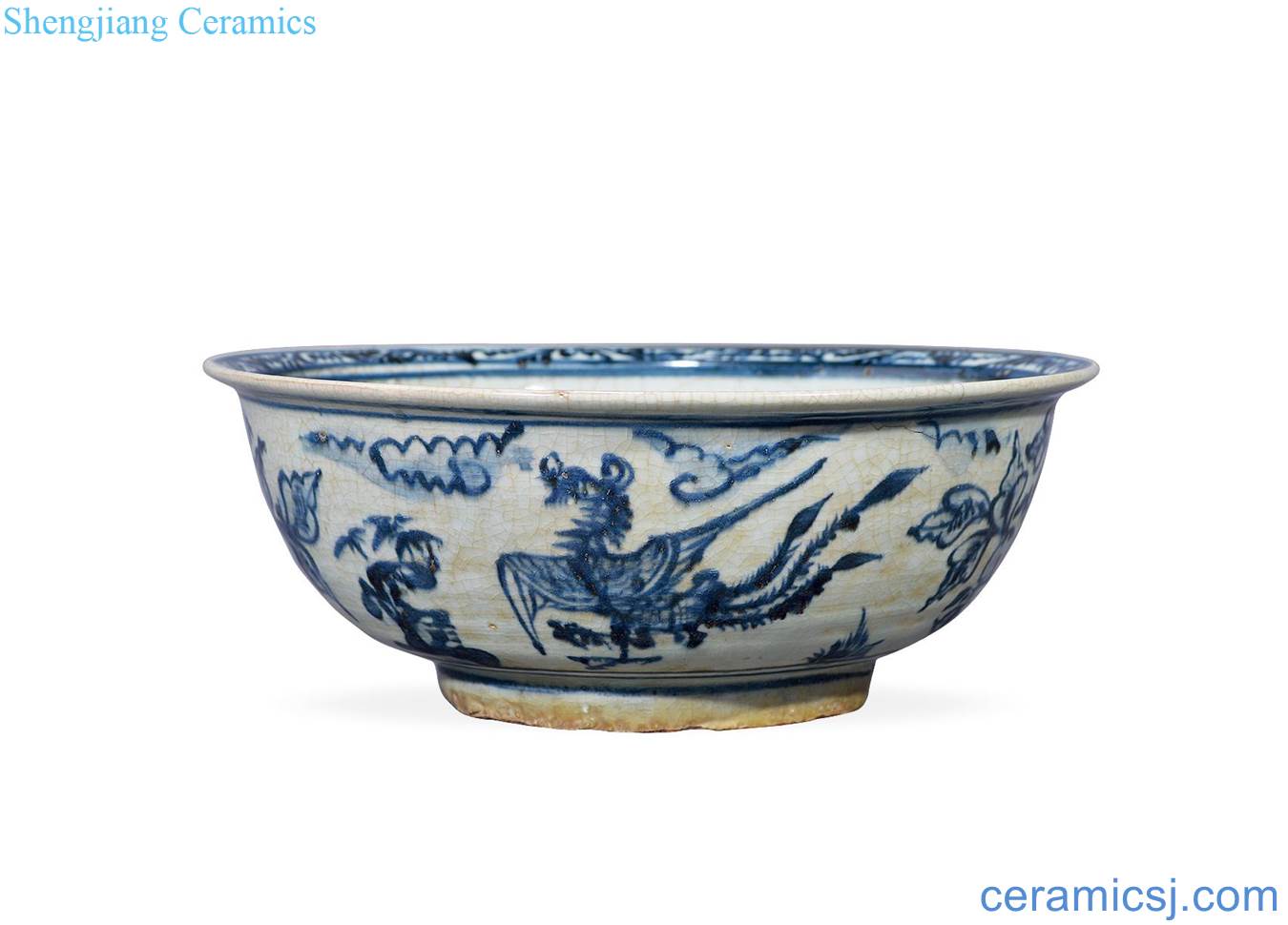 Ming dynasty Blue and white phoenix peony big bowl