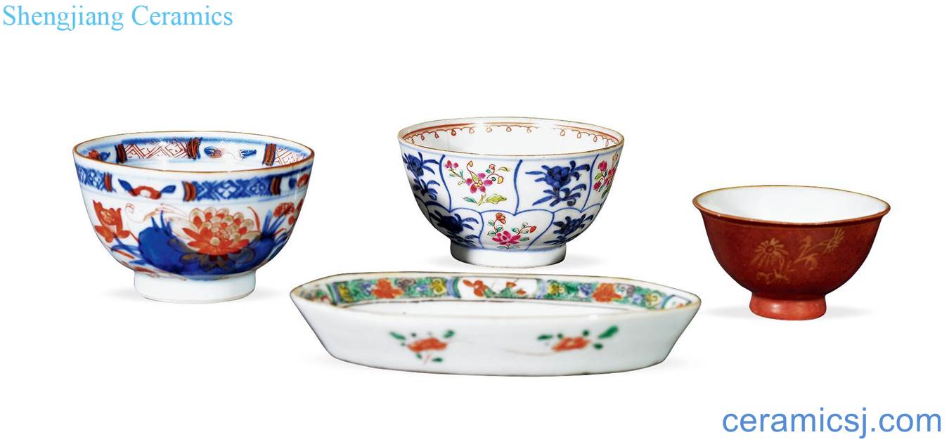 The qing emperor kangxi Colorful flowers small bowl, dish (four pieces)