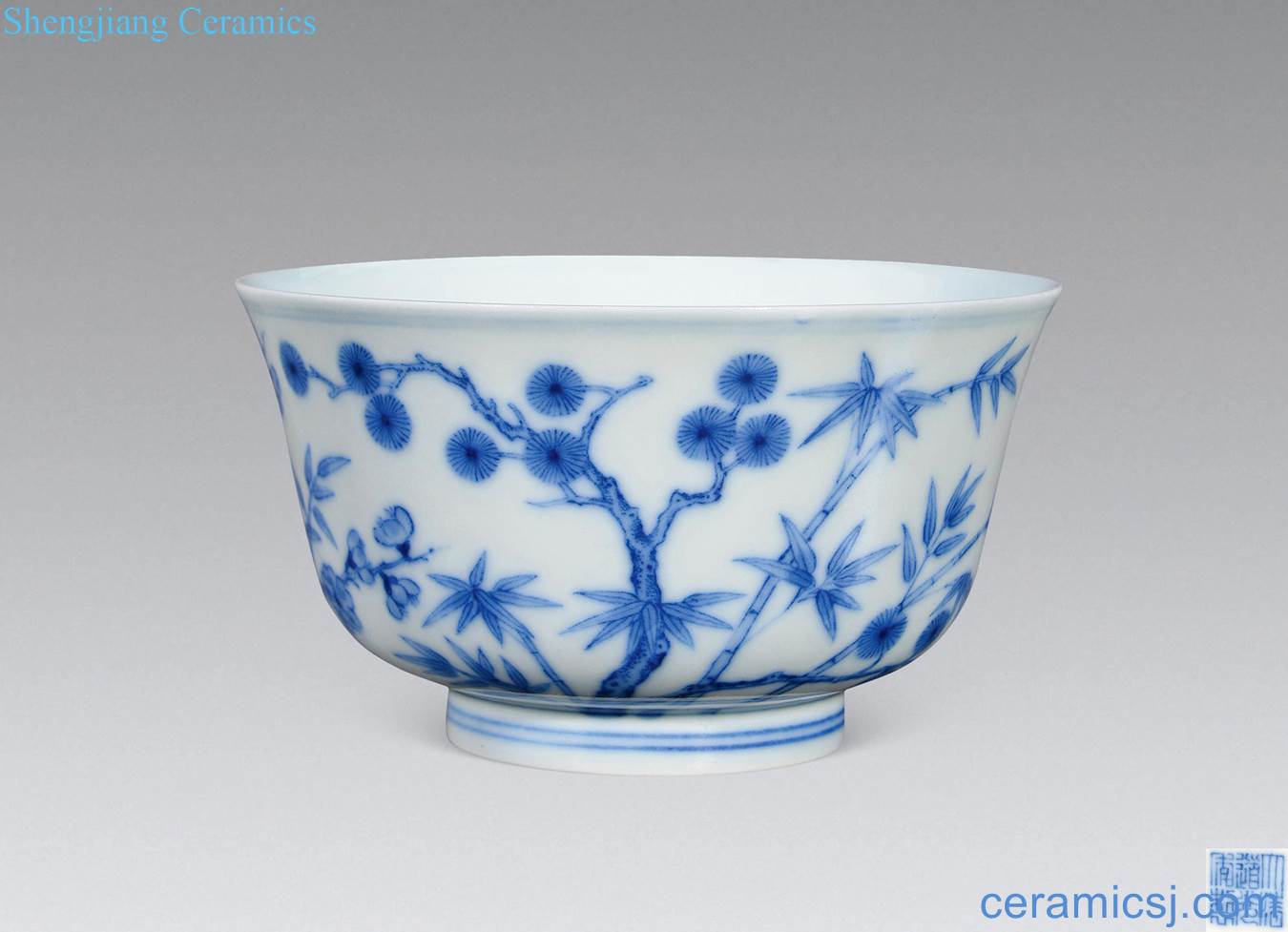 Qing daoguang Blue and white, poetic bell bowl