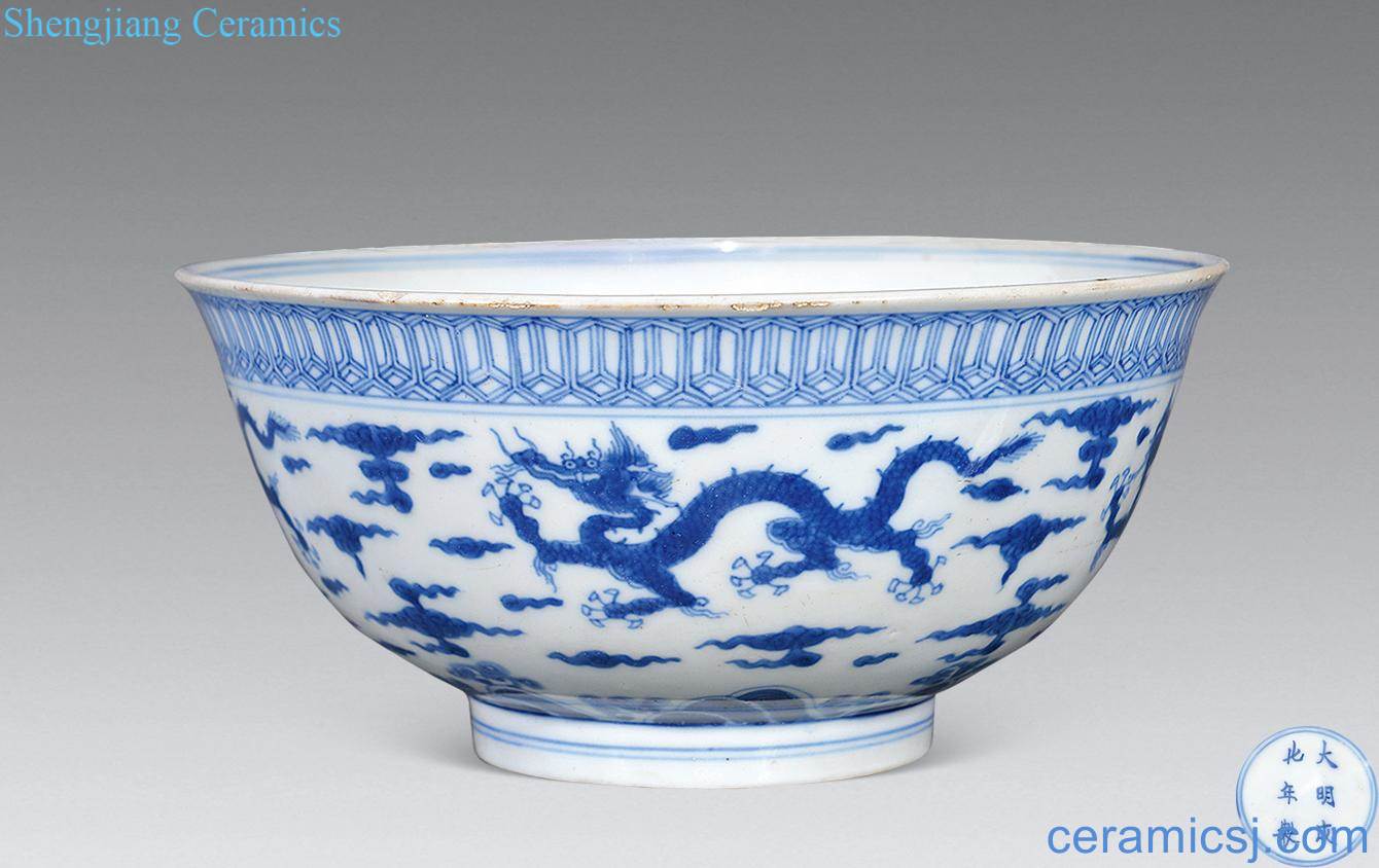 Qing yongzheng Blue and white YunLongWen bowl