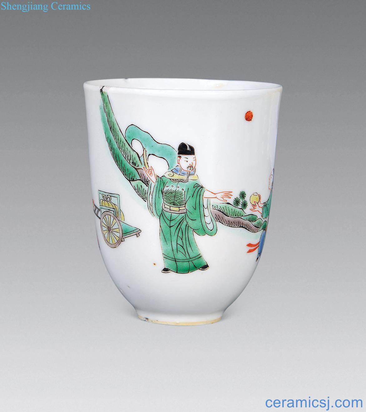Qing guangxu Wen bell cup colorful characters