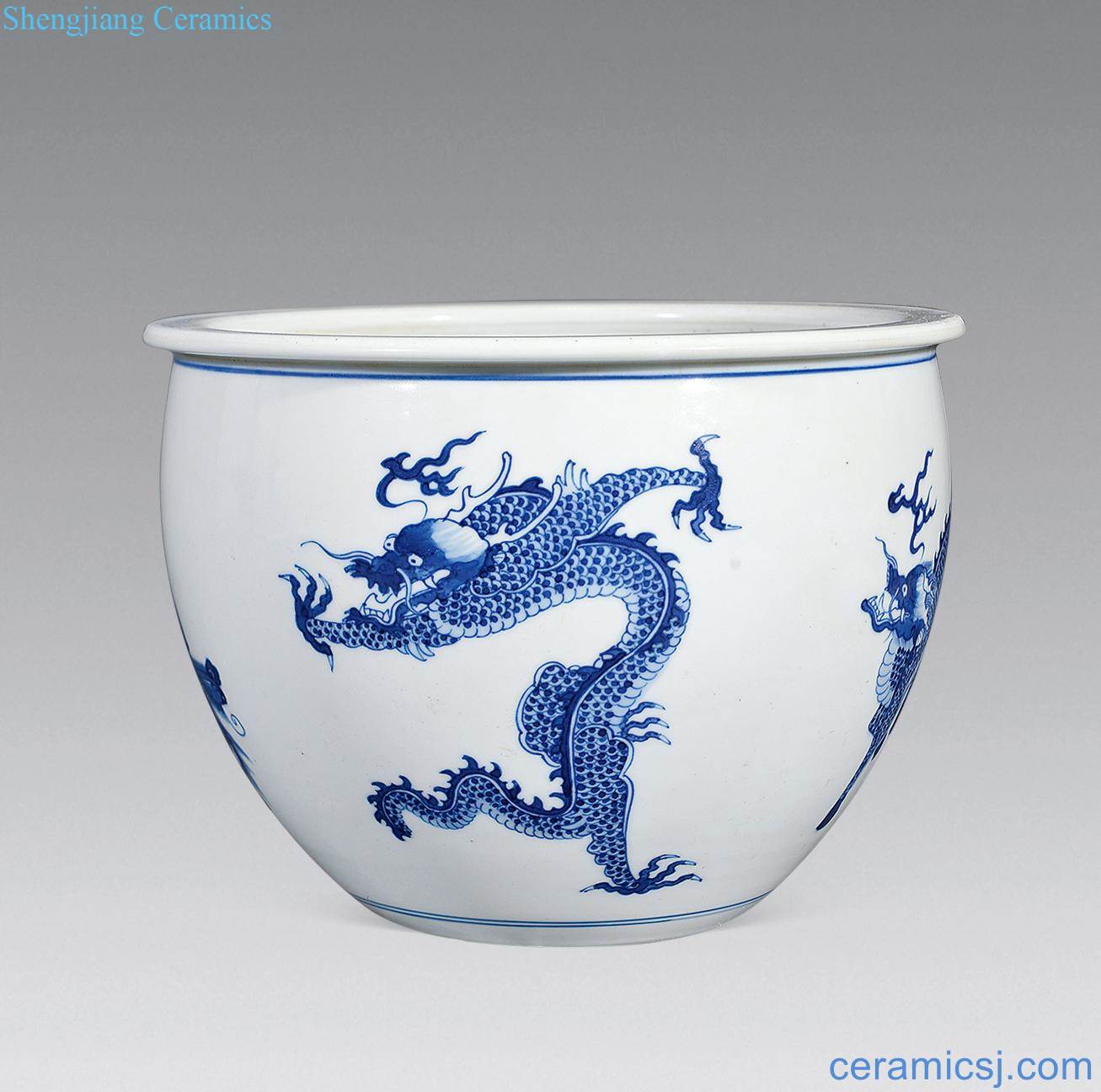 qing Blue and white benevolent small cylinder