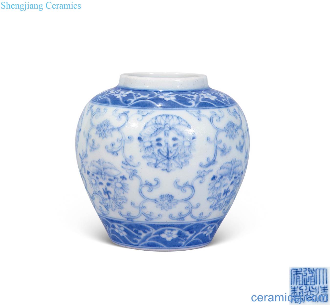 Qing daoguang Blue and white flower butterfly tank