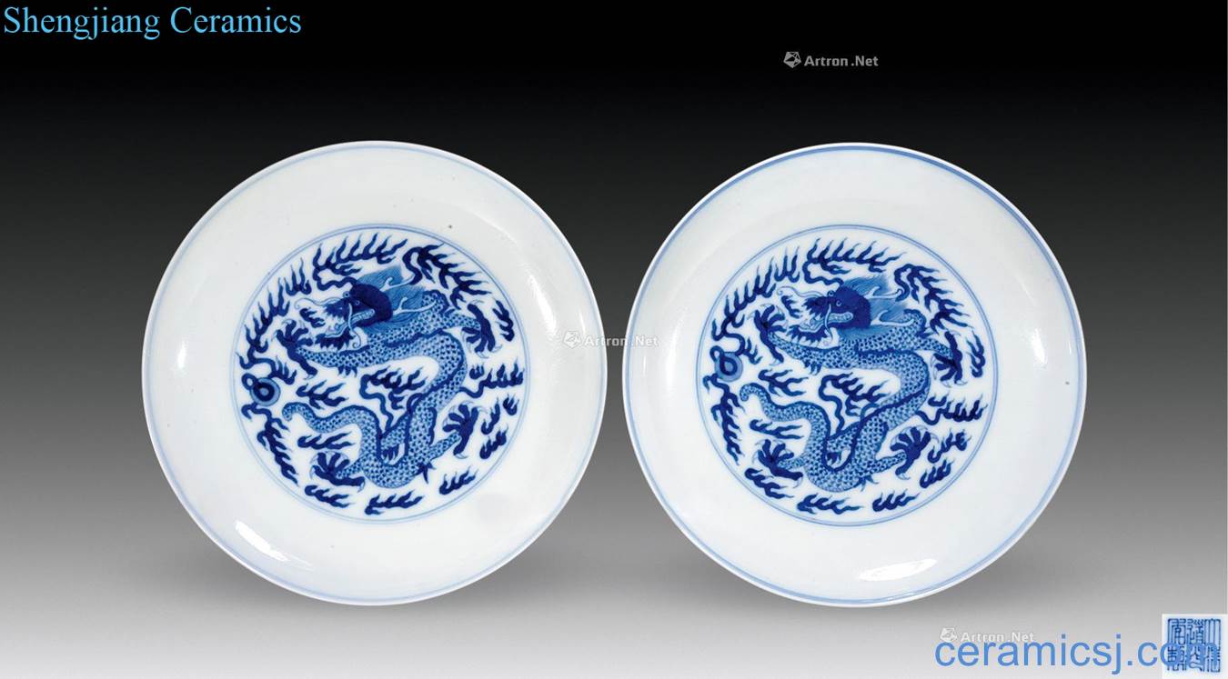 Qing daoguang Blue and white dragon plate (a)