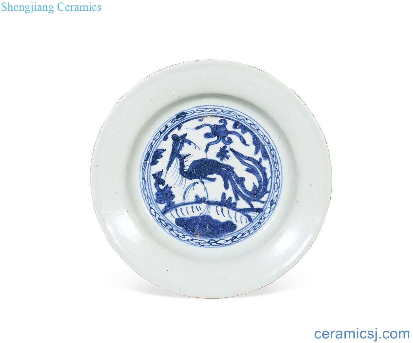 Ming wanli Blue and white chicken tray