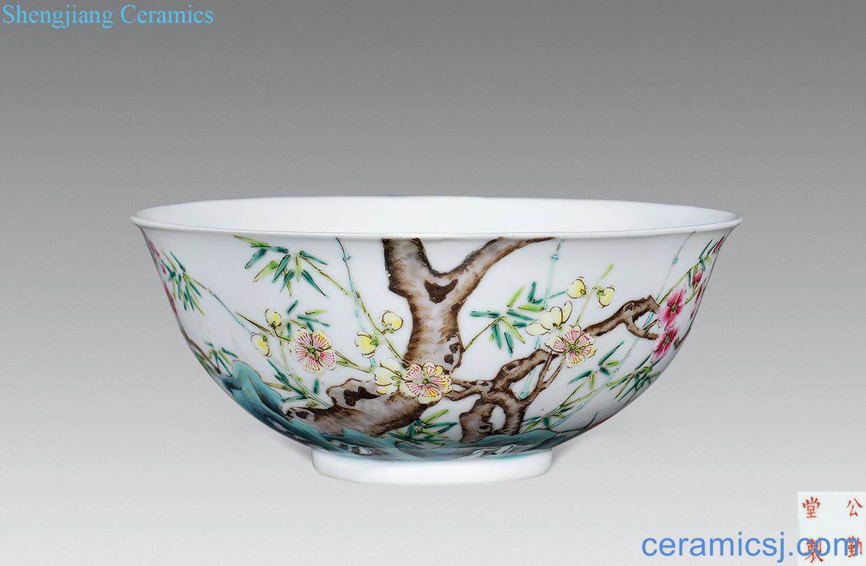 Once clear pastel branch plum flower bowls