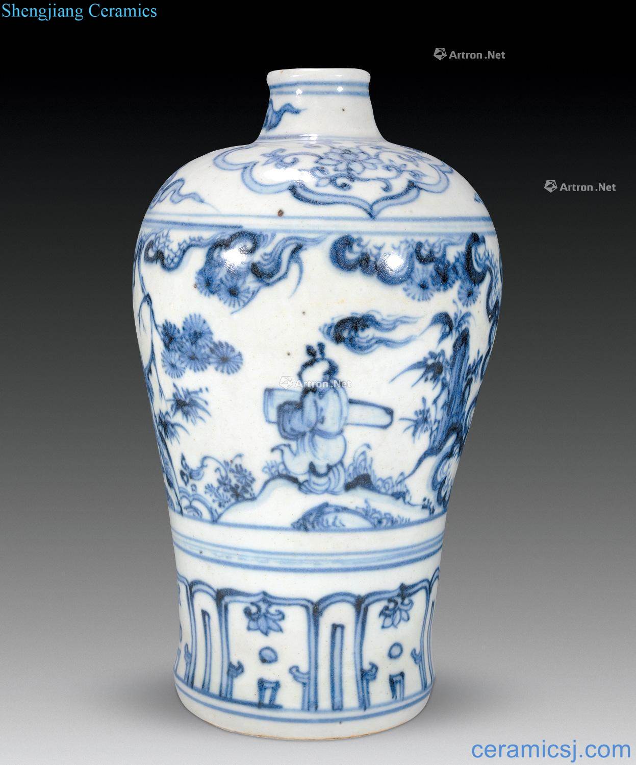 Ming blank period Blue and white together with friends and relatives may bottle