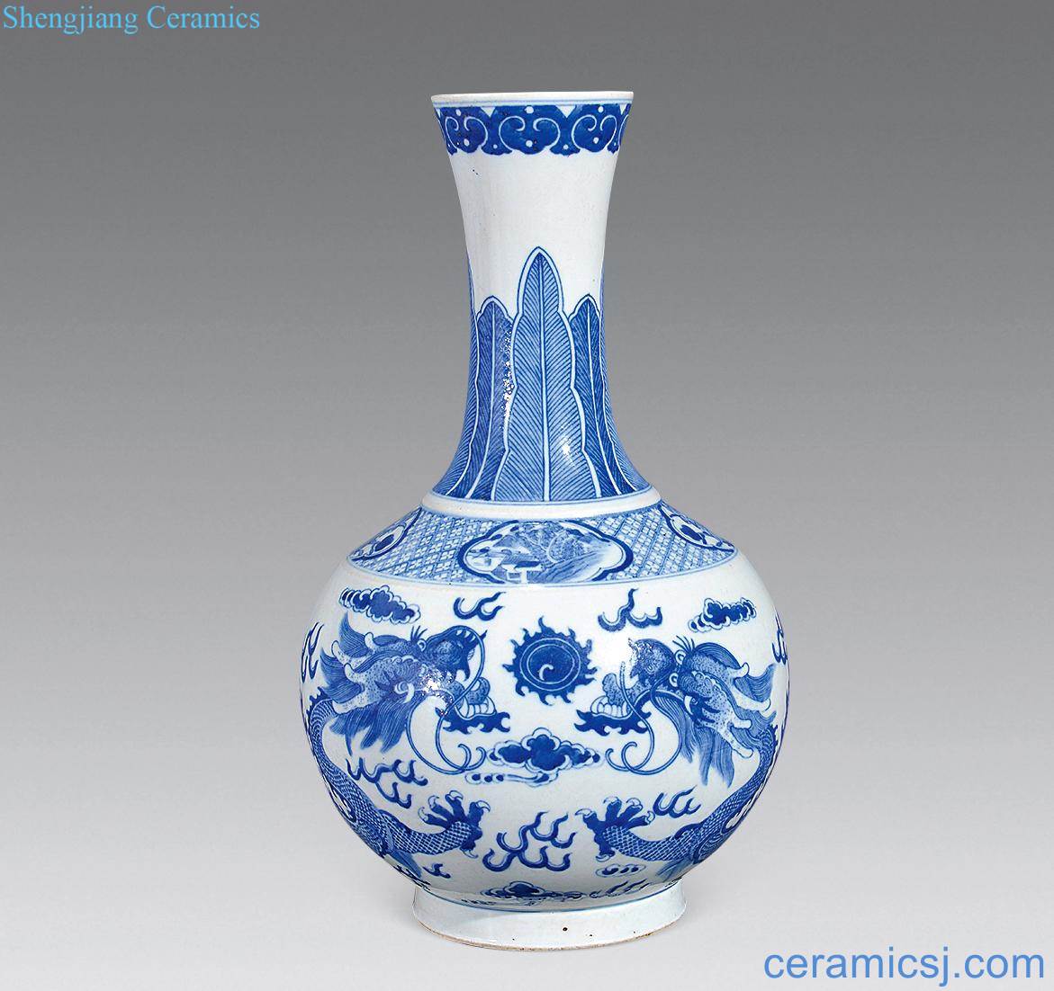 Qing guangxu Blue and white dragon design