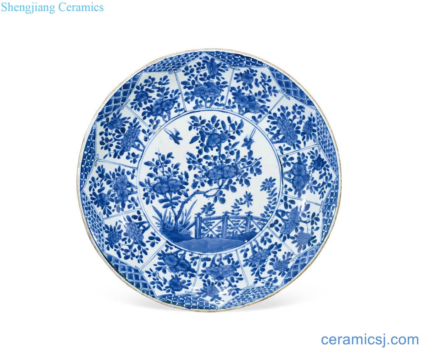 The qing emperor kangxi Blue and white medallion flower on the market