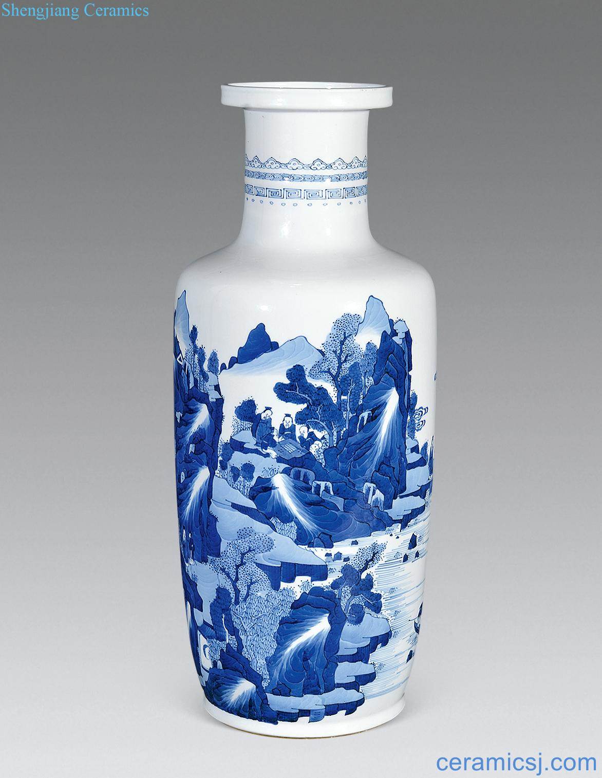 The qing emperor kangxi Blue and white landscape characters were bottles