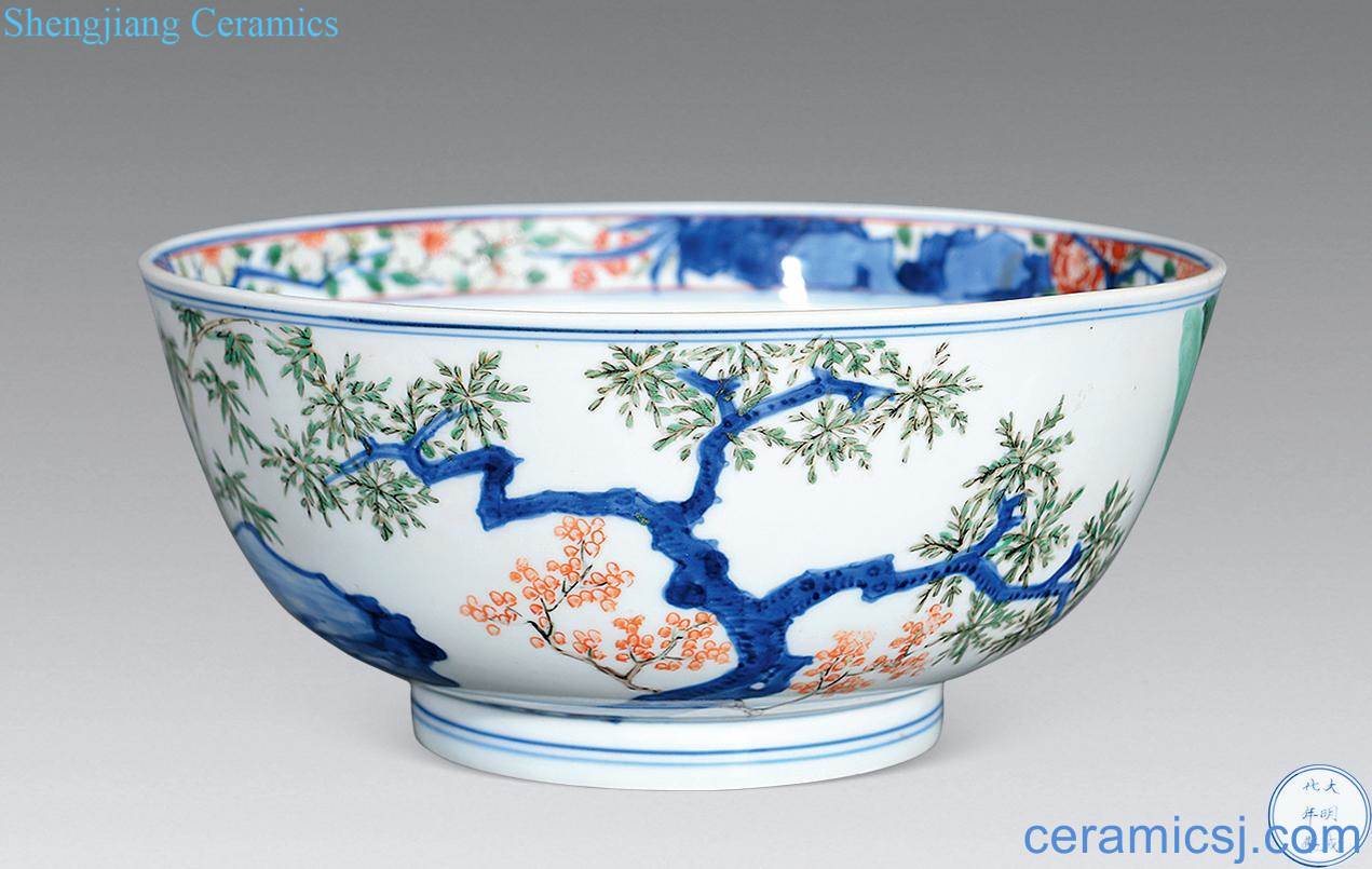 The qing emperor kangxi Blue and white color LuYanWen big bowl