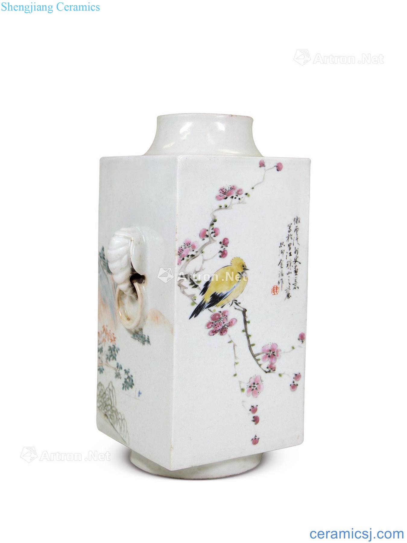Guangxu Jin Pinqing Shallow purple colored square bottle